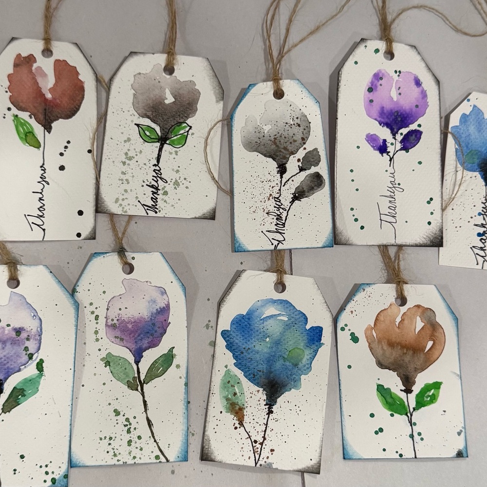 10 Watercolor  Gift & Thank you tags